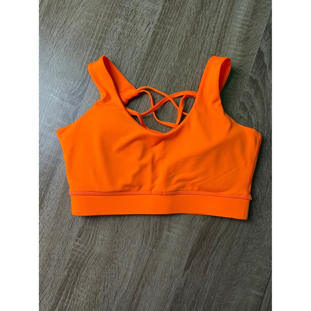 EILYEE Neon Orange Crisscross Strappy Back High Impact Sports Bra Size Small